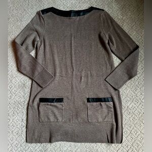 Jeanne Pierre Sweater Dress, Faux Leather trim Size M